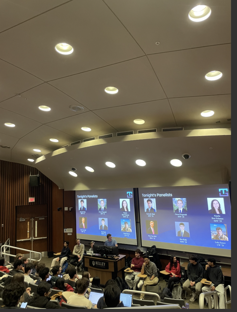 TAMID at IU panelists night in Kelley auditorium